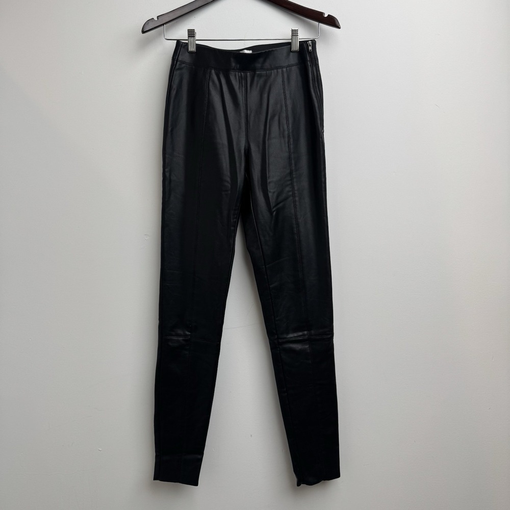 Topshop Faux Leather Pants Tall US 4 Black Slim Fit Casual Womens